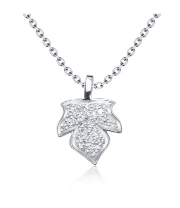 Maple Leaf with CZ Silver Necklace SPE-3671